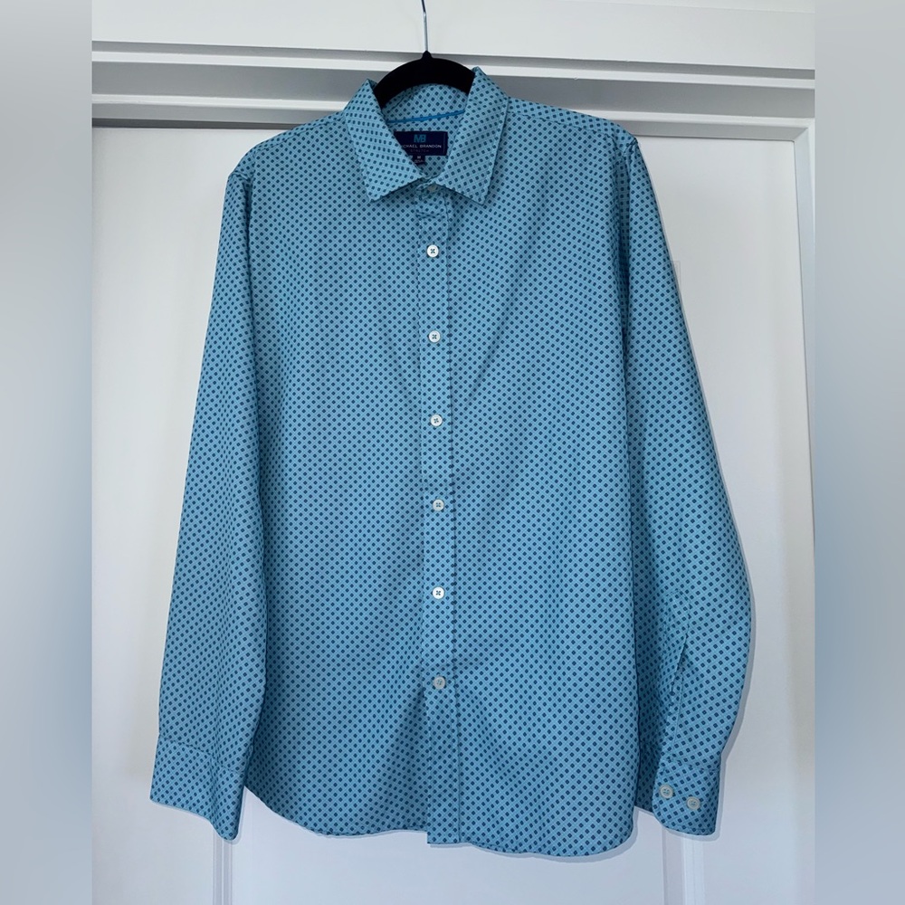 Men’s Medium Teal & Blue Button Down Dress Shirt